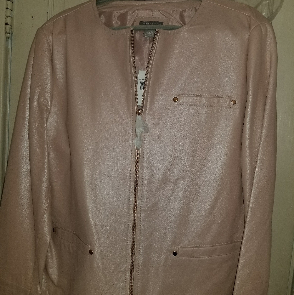 Pink Pearlized Leather Jacket